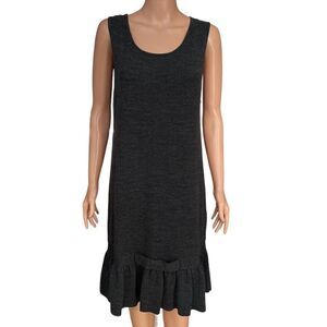 Charlie Paige grey dropwaist ruffled hem knit sleeveless sweater dress size L